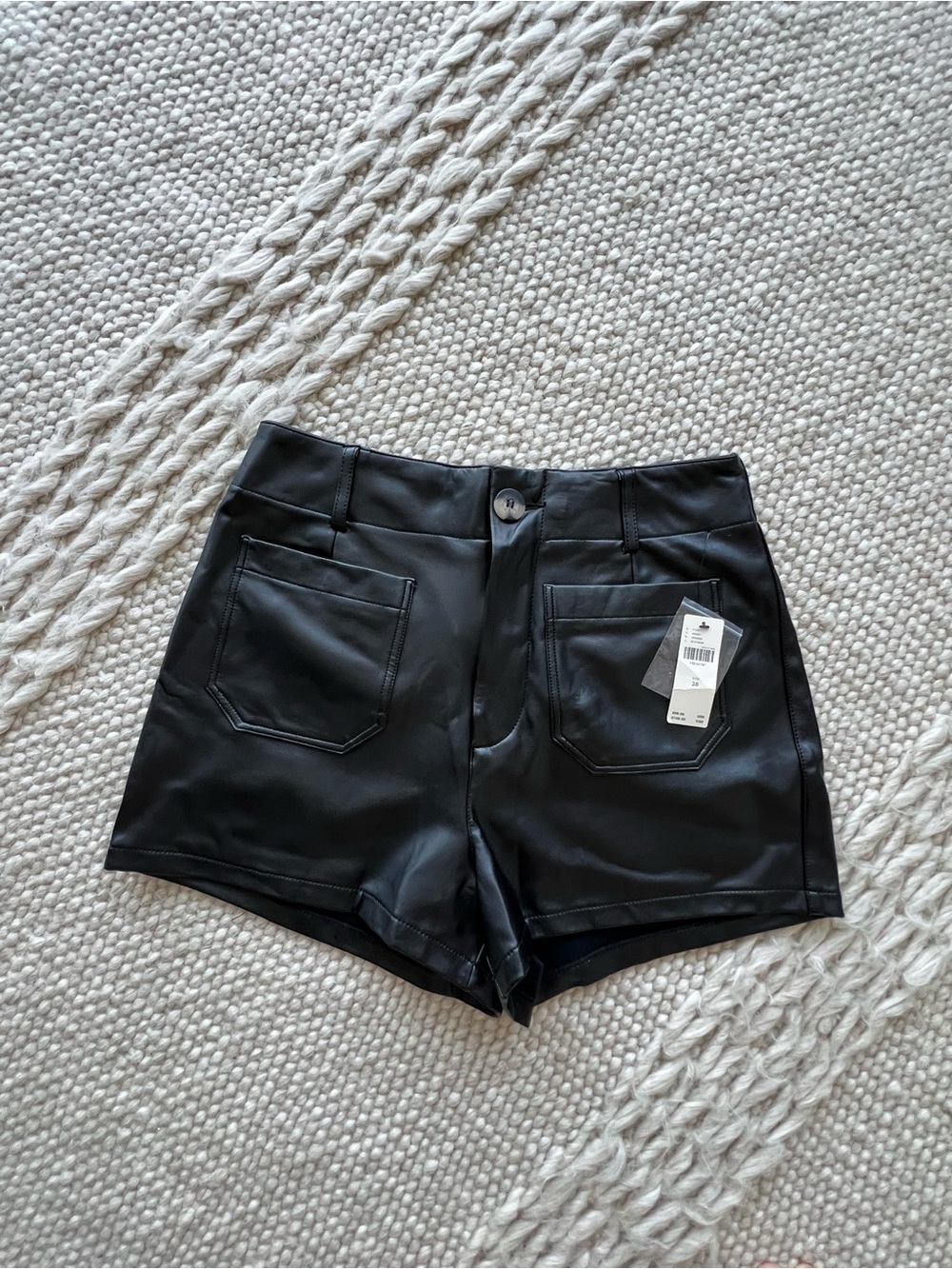 Maeve Black Faux Leather High-Waist Shorts